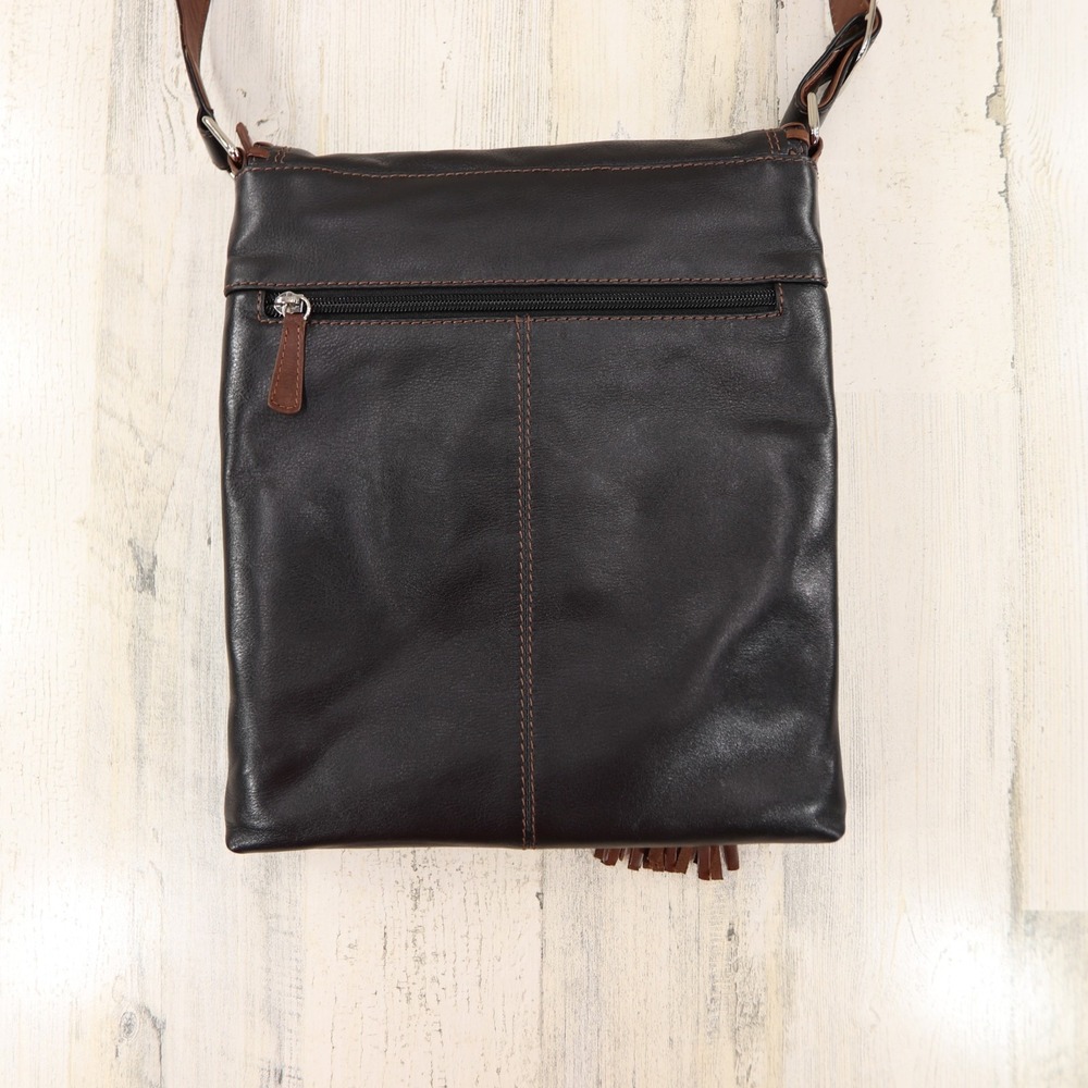 ili New York Crossbody Bag Black Genuine Leather Flap Zip Organizer - Picture 2 of 14